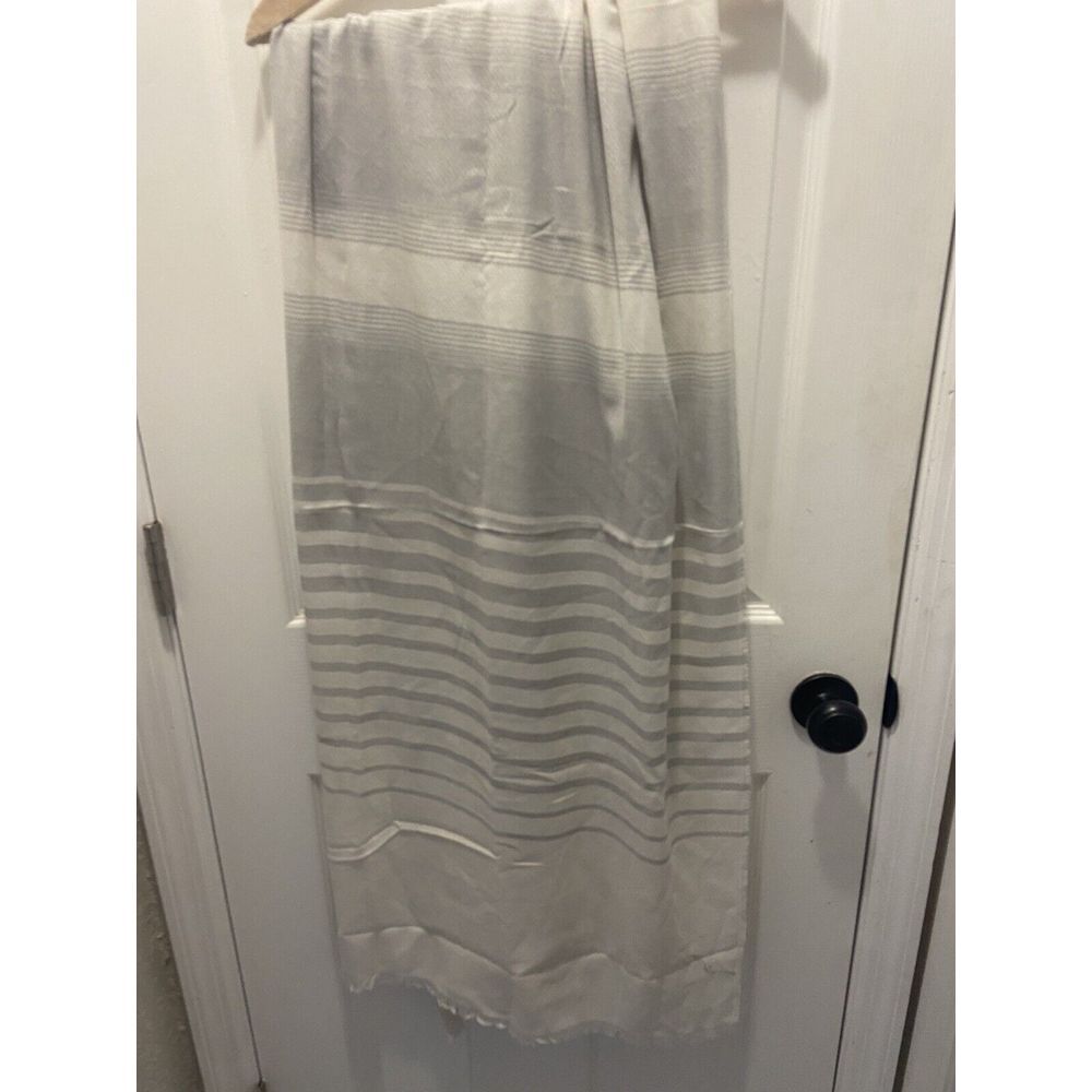 TALBOTS White/Grey Striped Scarf/ Wrap, Lightweight NWT